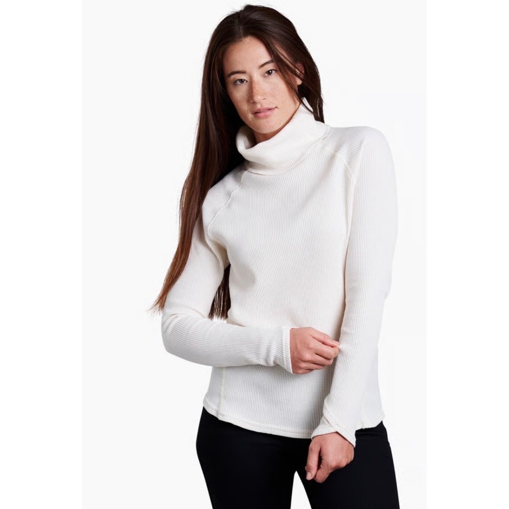 Kuhl Women Waffle Knit Petra Turtleneck Pullover Top Seasalt Long Sleeve Size L